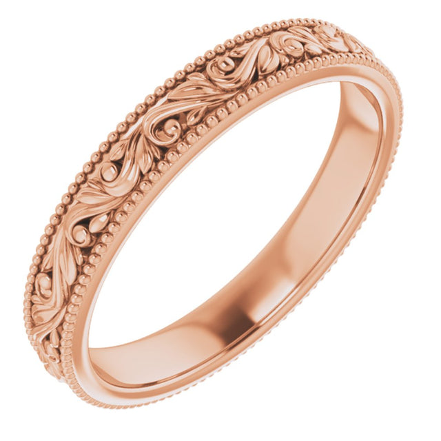 14K Rose 3.2 mm Floral-Inspired Band Size 6