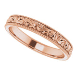 14K Rose 3.2 mm Floral-Inspired Band