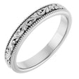 18K White 3.2 mm Milgrain Edge Floral Flat Band Size 8