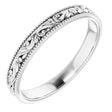 Sterling Silver 3.2 mm Milgrain Edge Floral Flat Band Size 9