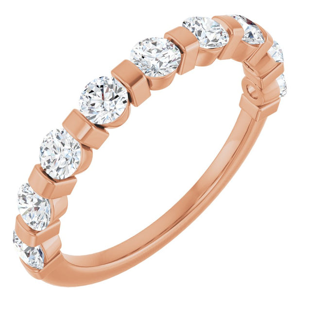 14K Rose 9/10 CTW Natural Diamond Anniversary Band