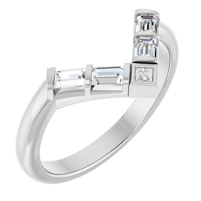 14K White 1/3 CTW Lab-Grown Diamond Contour Band