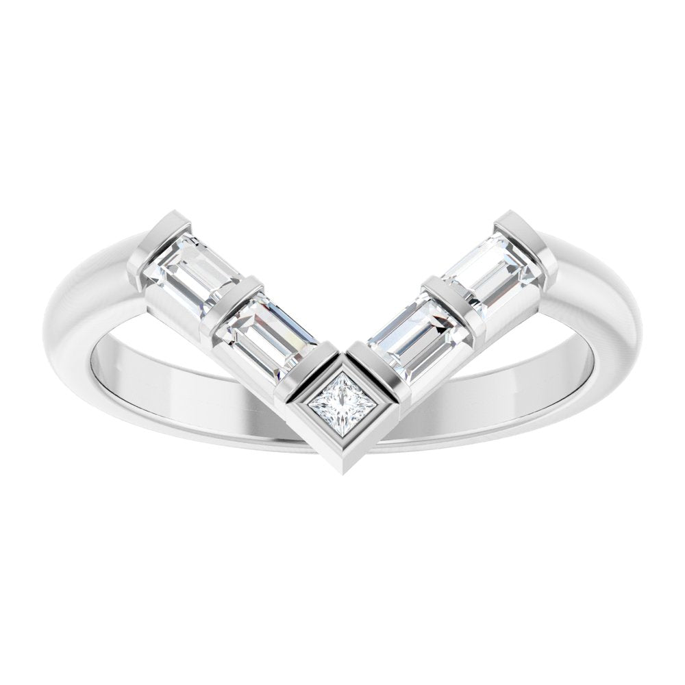 14K White 1/3 CTW Lab-Grown Diamond Contour Band