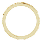 14K Yellow Gold 3 mm Floral Half Round Band Size 5.5