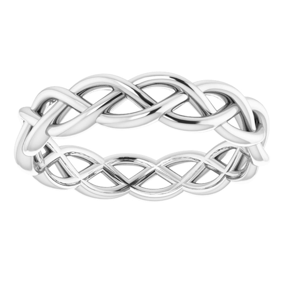14K White Gold 4.3 mm Woven-Design Band Size 8