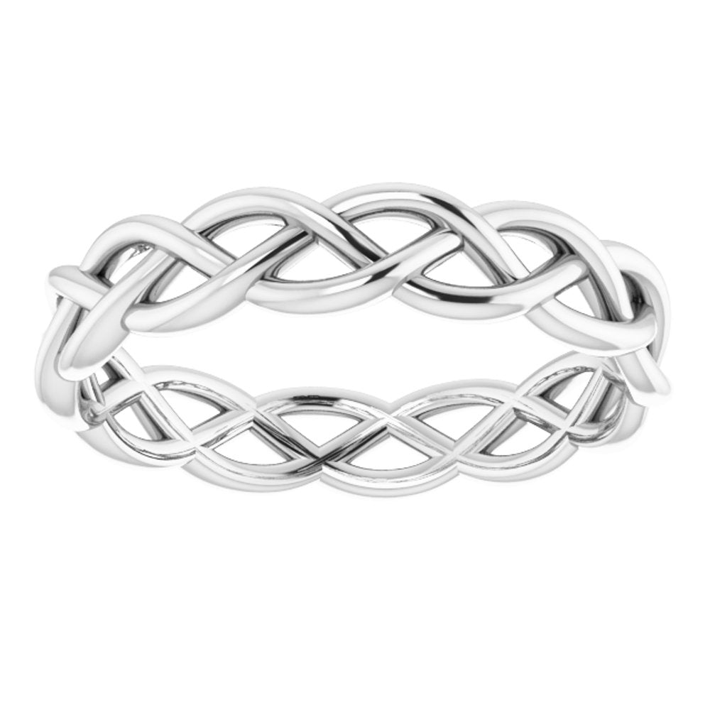 Platinum 4.3 mm Woven-Design Band Size 10