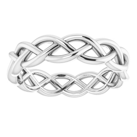 14K White Gold 4.3 mm Woven-Design Band Size 6