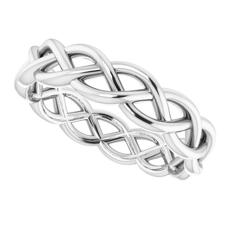 14K White Gold 4.3 mm Woven-Design Band Size 6