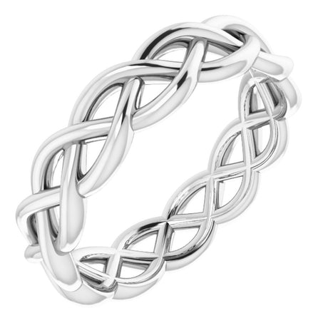 14K White Gold 4.3 mm Woven-Design Band Size 6