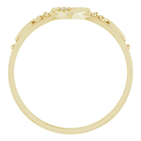 14K Yellow Gold .01 CT Natural Diamond Youth Heart Ring