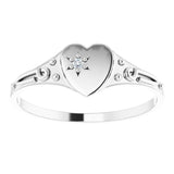 Sterling Silver .01 CT Natural Diamond Youth Heart Ring