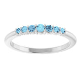 14K White Natural Aquamarine Stackable Ring