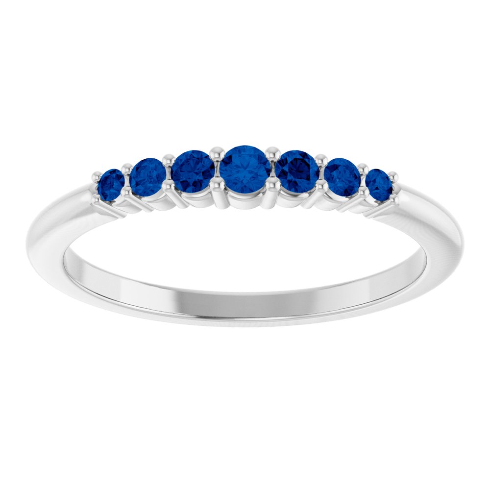 14K White Blue Sapphire Stackable Ring