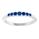 14K White Blue Sapphire Stackable Ring