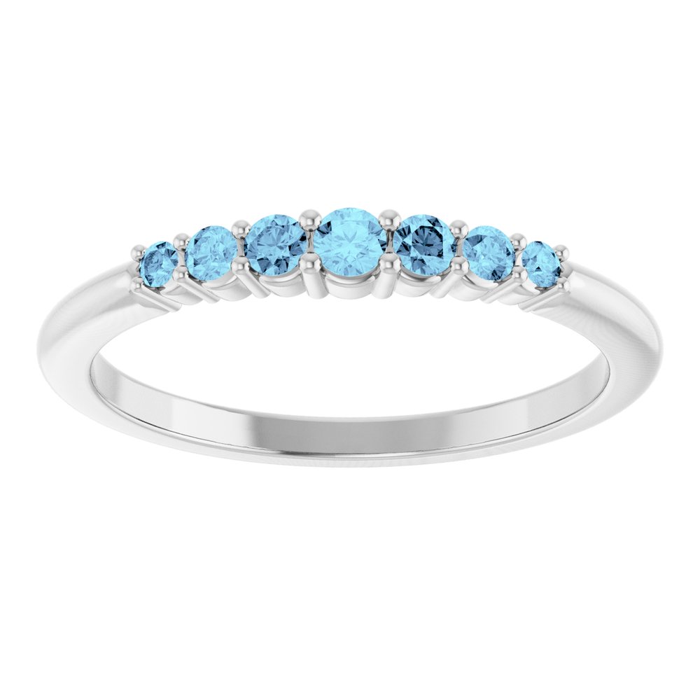 14K White Natural Aquamarine Stackable Ring