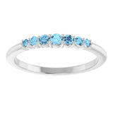 14K White Natural Aquamarine Stackable Ring