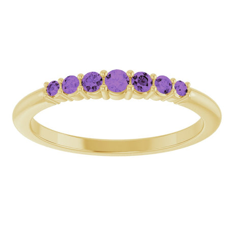 14K Yellow Gold Natural Amethyst Stackable Ring