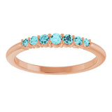 14K Rose Natural Blue Zircon Stackable Ring