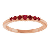 14K Rose Gold Natural Ruby Stackable Ring