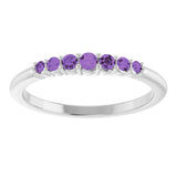 14K White Gold Natural Amethyst Stackable Ring