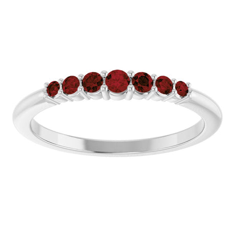 Sterling Silver Natural Mozambique Garnet Stackable Ring