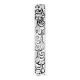 14K White Gold 3 mm Floral Half Round Band Size 7.5