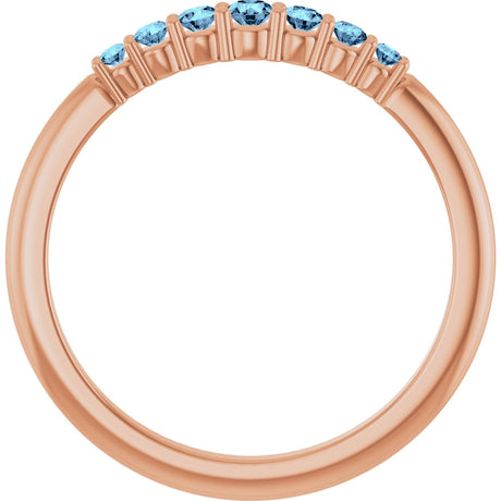 14K Rose Gold Natural Aquamarine Stackable Ring