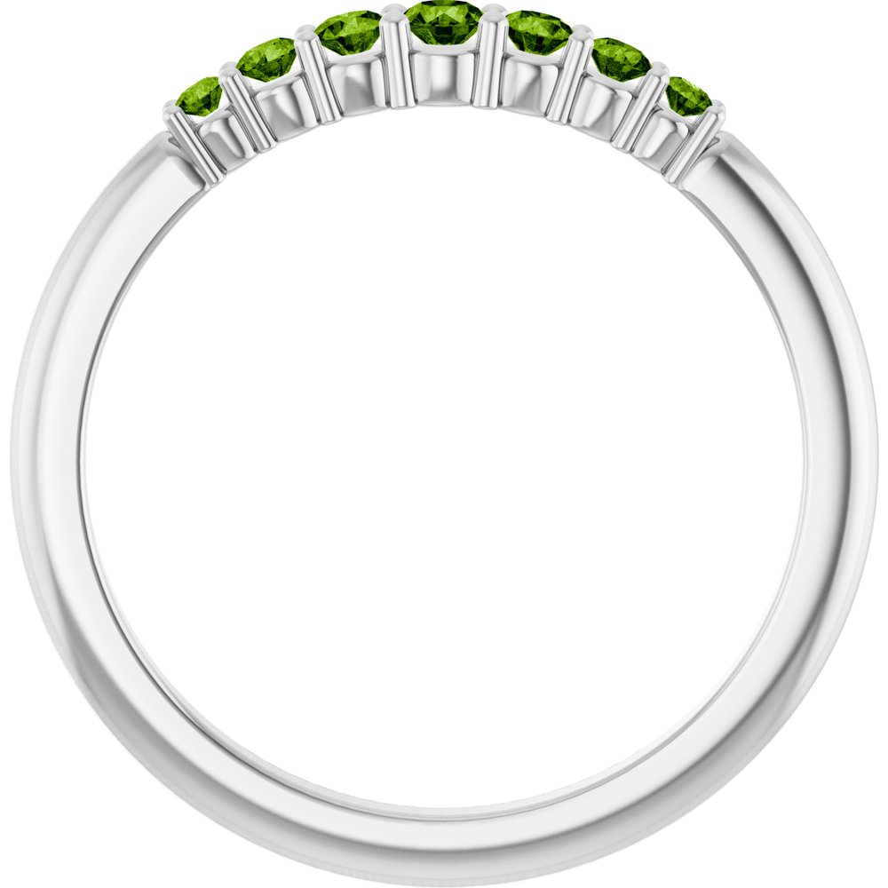 14K White Gold Natural Peridot Stackable Ring