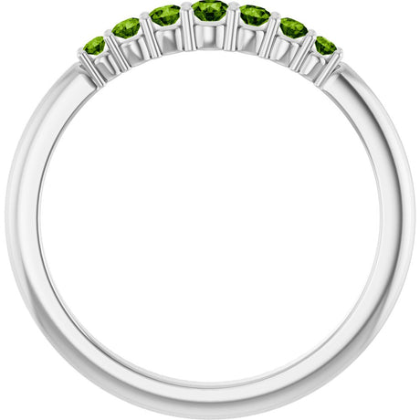 14K White Gold Natural Peridot Stackable Ring