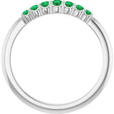14K White Gold Natural Emerald Stackable Ring       