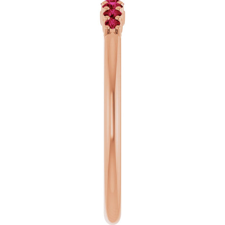 14K Rose Gold Natural Ruby Stackable Ring