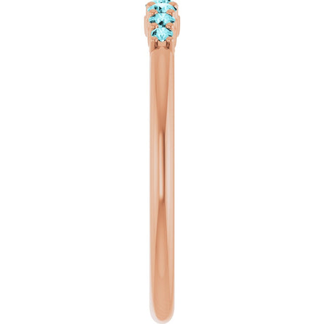 14K Rose Natural Blue Zircon Stackable Ring