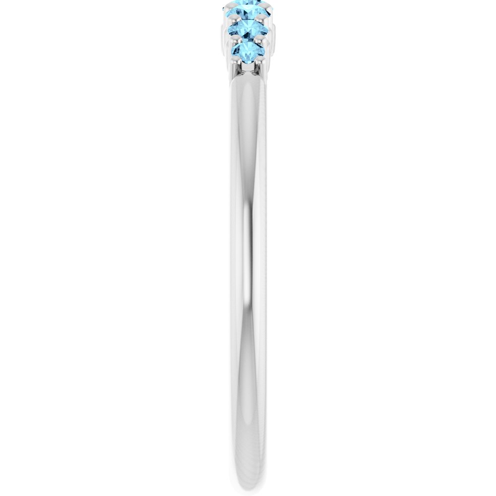 14K White Natural Aquamarine Stackable Ring