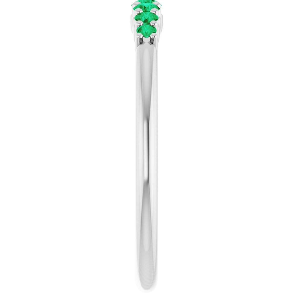 14K White Gold Natural Emerald Stackable Ring       