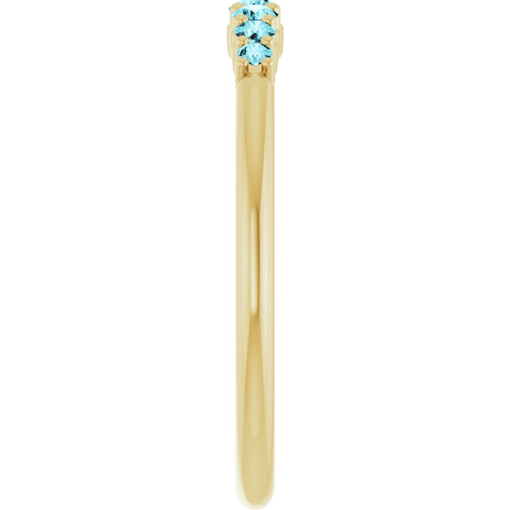 14K Yellow Natural Blue Zircon Stackable Ring