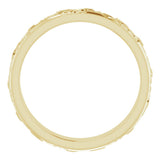 14K Yellow Gold 3 mm Floral Half Round Band Size 6.5