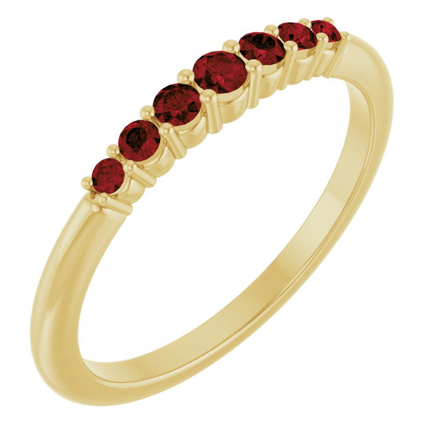 14K Yellow Natural Mozambique Garnet Stackable Ring