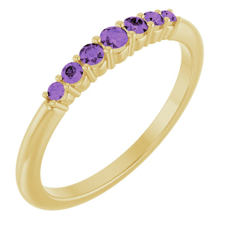 14K Yellow Gold Natural Amethyst Stackable Ring
