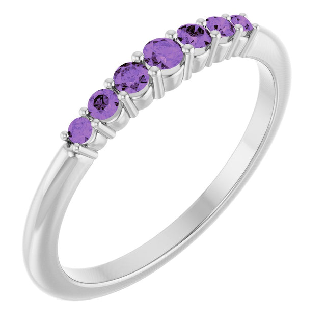 14K White Gold Natural Amethyst Stackable Ring