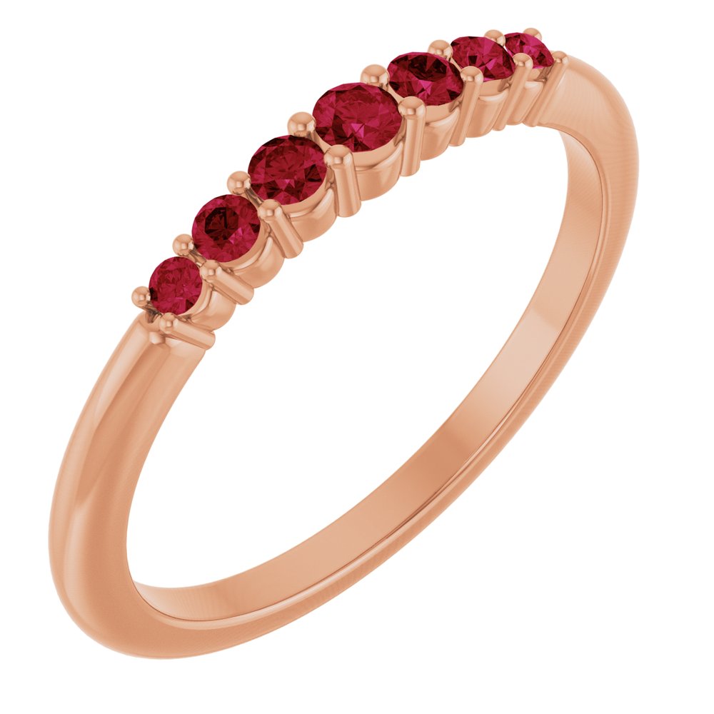 14K Rose Gold Natural Ruby Stackable Ring