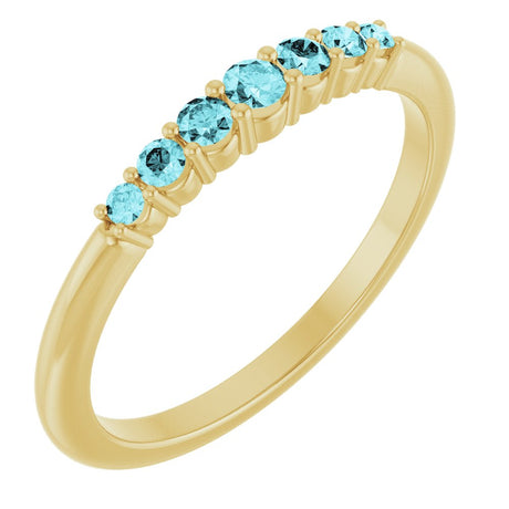 14K Yellow Natural Blue Zircon Stackable Ring