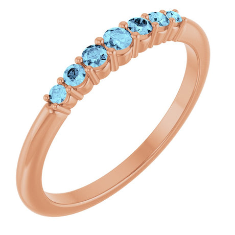 14K Rose Gold Natural Aquamarine Stackable Ring