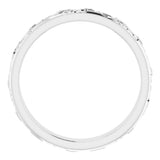 14K White Gold 3 mm Floral Half Round Band Size 7.5