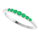 14K White Natural Emerald Stackable Ring