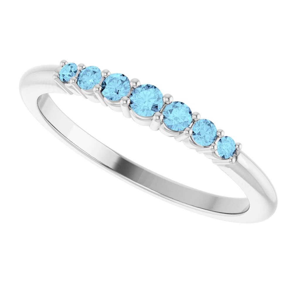 14K White Natural Aquamarine Stackable Ring