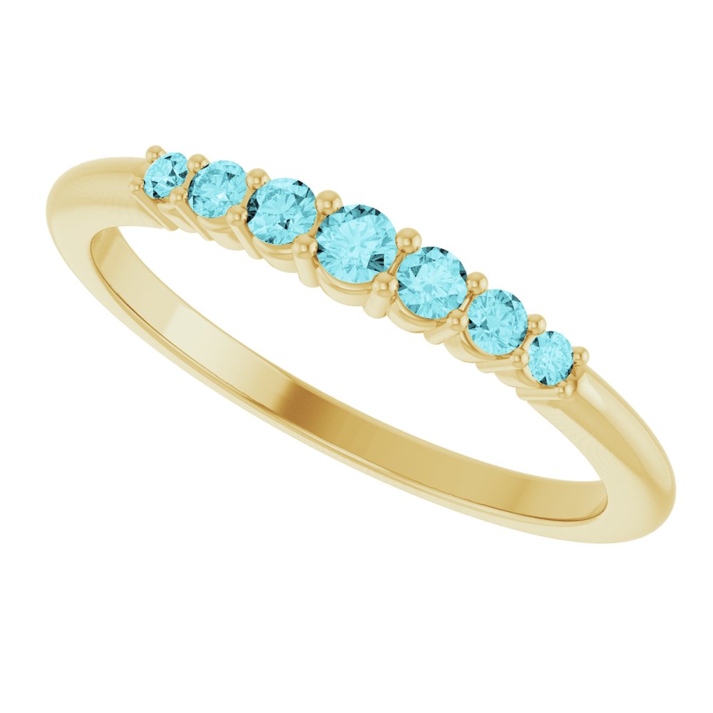 14K Yellow Natural Blue Zircon Stackable Ring
