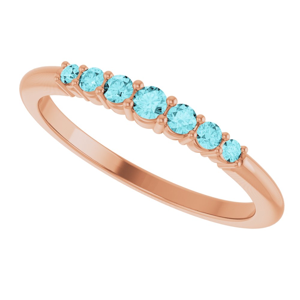 14K Rose Natural Blue Zircon Stackable Ring