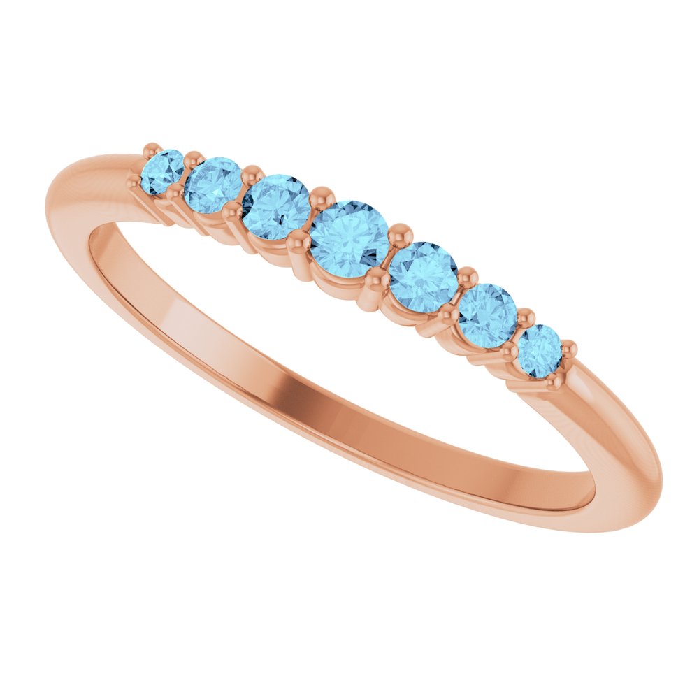 14K Rose Gold Natural Aquamarine Stackable Ring