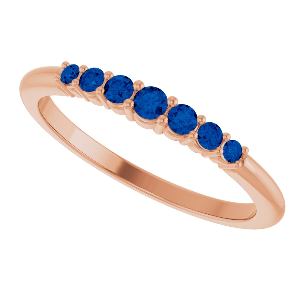 14K Rose Natural Blue Sapphire Stackable Ring