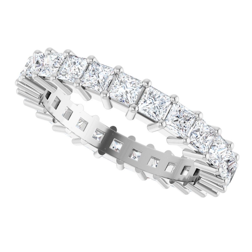 14K White 2 5/8 CTW Diamond Square Eternity Band Size 7